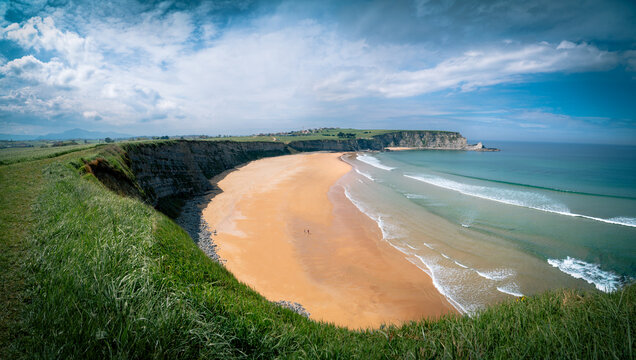 Drone view in the beach of Langre, Cantabria