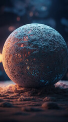 Sphere held with fullmoon scene, AI photo.