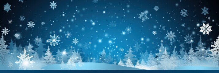 Naklejka na ściany i meble Azure christmas card with white snowflakes