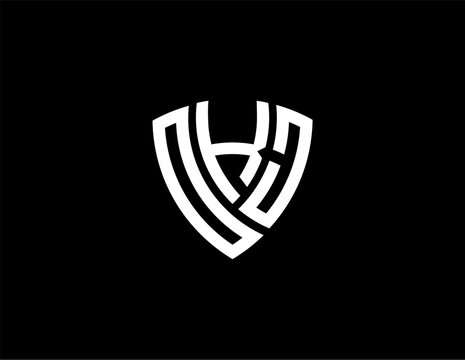 OKJ creative letter shield logo design vector icon illustration
