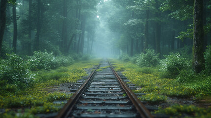Fototapeta premium Train tracks of through forest.