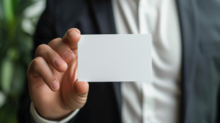 Business Ready: Hand Presents Blank Business Card