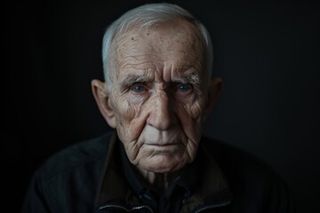 Fototapeta premium Empowering Senior: Captivating Portrait Amidst A Dramatic Studio Background