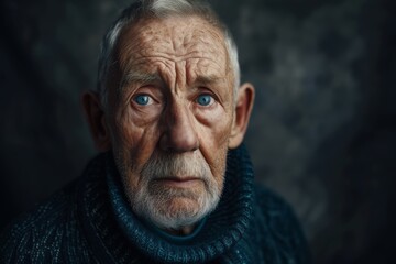 Obraz premium Capturing The Essence Of Wisdom: Intimate Portrait Of An Elderly Gentleman In A Studio Ambiance