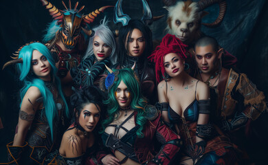 Group Of Cosplayers Posing For Photo In Their Elaborate Costumes