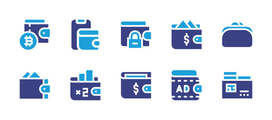 Wallet icon set. Duotone color. Vector illustration. Containing wallet, digital wallet, purse, betting, advertising, credit card.