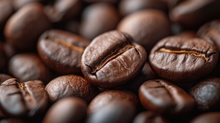 Naklejka premium Close-up of roasted coffee beans.