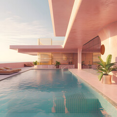 3d pink interior decoration, purple, pastel, trendy background	
