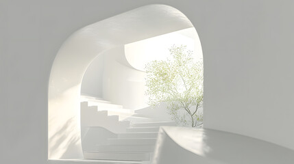 Abstract 3d white architecture interior for design, modern, contemporary, indoor	
