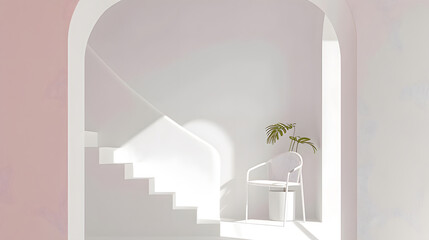Abstract 3d white architecture interior for design, modern, contemporary, indoor	
