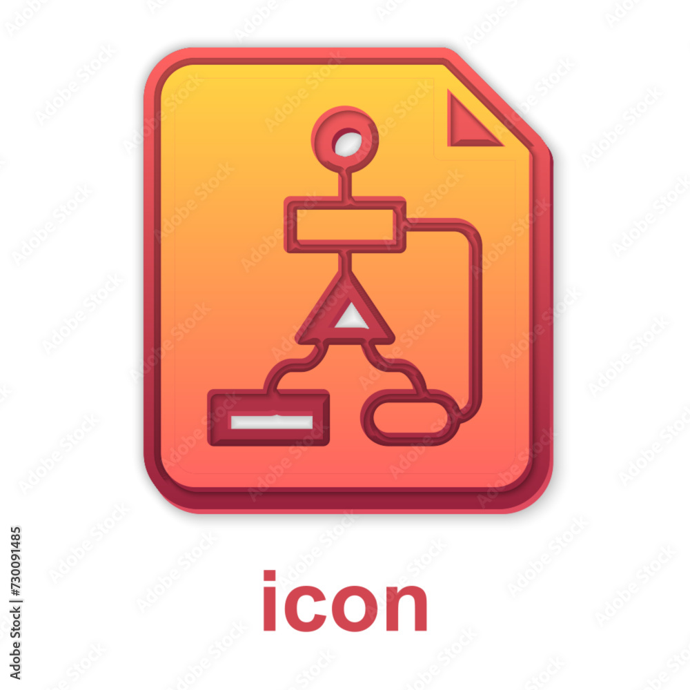 Aufkleber gold tile flowchart for program design or process management plan icon isolated on white background.