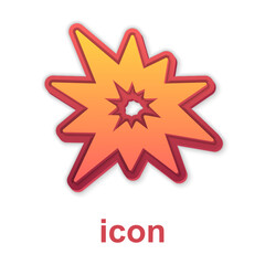 Gold Bomb explosion with shrapnel and fireball icon isolated on white background. Vector