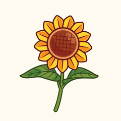 Cartoon sunflower nature icon vector illustration