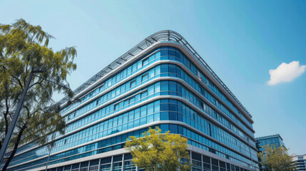 Fototapeta premium modern office building in the city,TechScape Tower: Where Innovation Meets Infrastructure