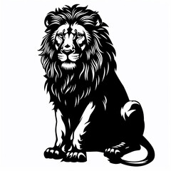 Lion balck and white ilustration, logo concept lion