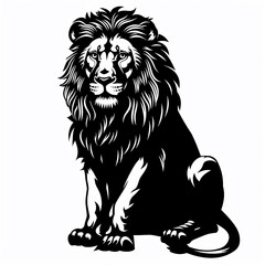 Fototapeta premium Lion balck and white ilustration, logo concept lion