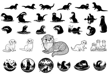 Otter Bundle, Sea Otter , Otter Silhouette, Otter Cut files, Cute Otter Svg, Otter Head Svg, Otter Face Svg, Baby Otter Svg, Sea Otter Clipart, Sea Otter Vector,  Sea Otter Svg
