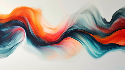 The dance of bold, vivid strokes producing a fluid and lively gradient wave, portraying the harmonious interplay of energy within a modern, minimalist environment. - obrazy, fototapety, plakaty