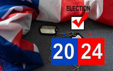 Presidential Election Vote 2024 USA time. army camouflage and badge