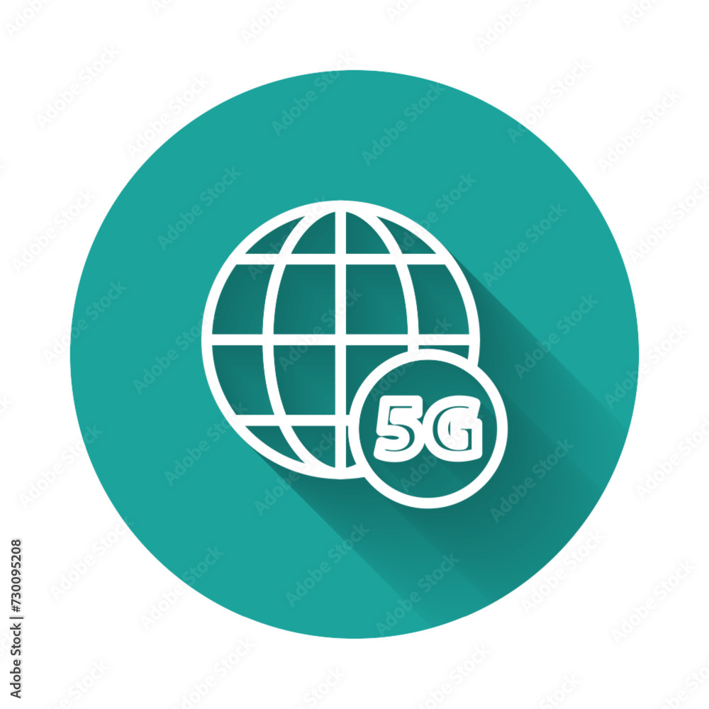 Poster white line 5g new wireless internet wifi connection icon isolated with long shadow. global network h