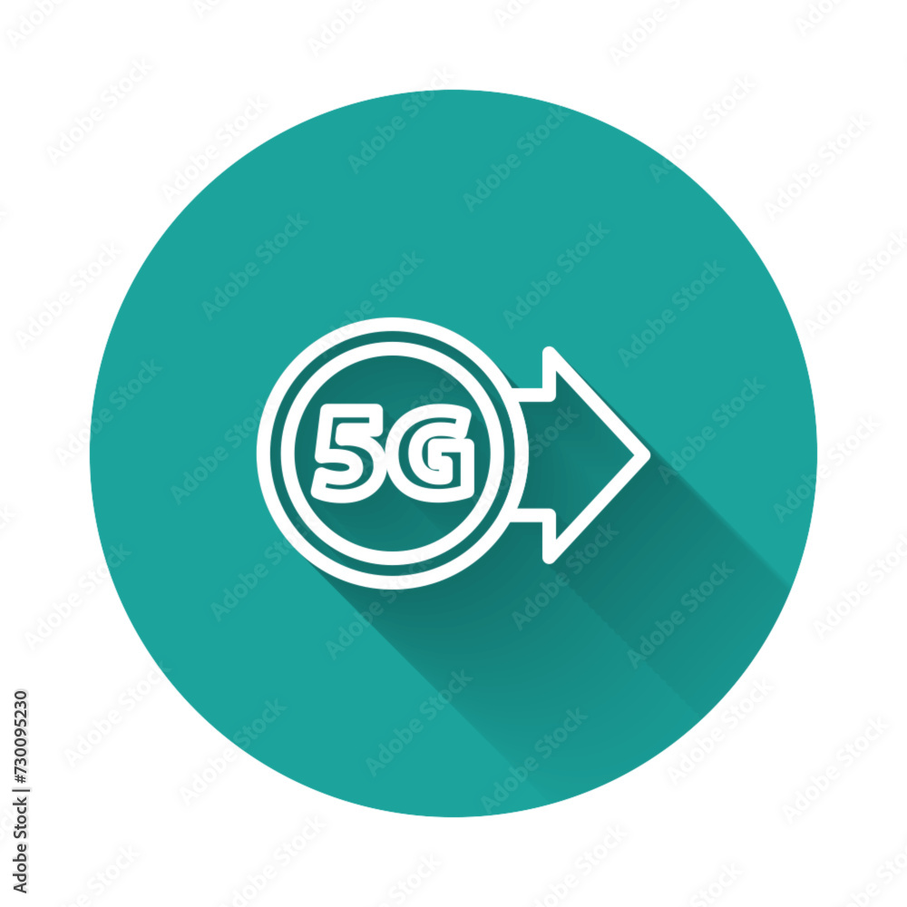 Poster white line 5g new wireless internet wifi connection icon isolated with long shadow. global network h