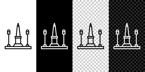 Set line Place De La Concorde in Paris, France icon isolated on black and white background. Vector - obrazy, fototapety, plakaty