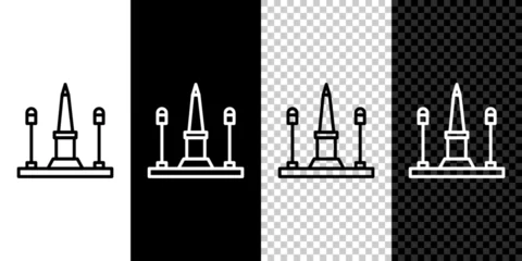 Foto op Plexiglas Set line Place De La Concorde in Paris, France icon isolated on black and white background. Vector © vector_v