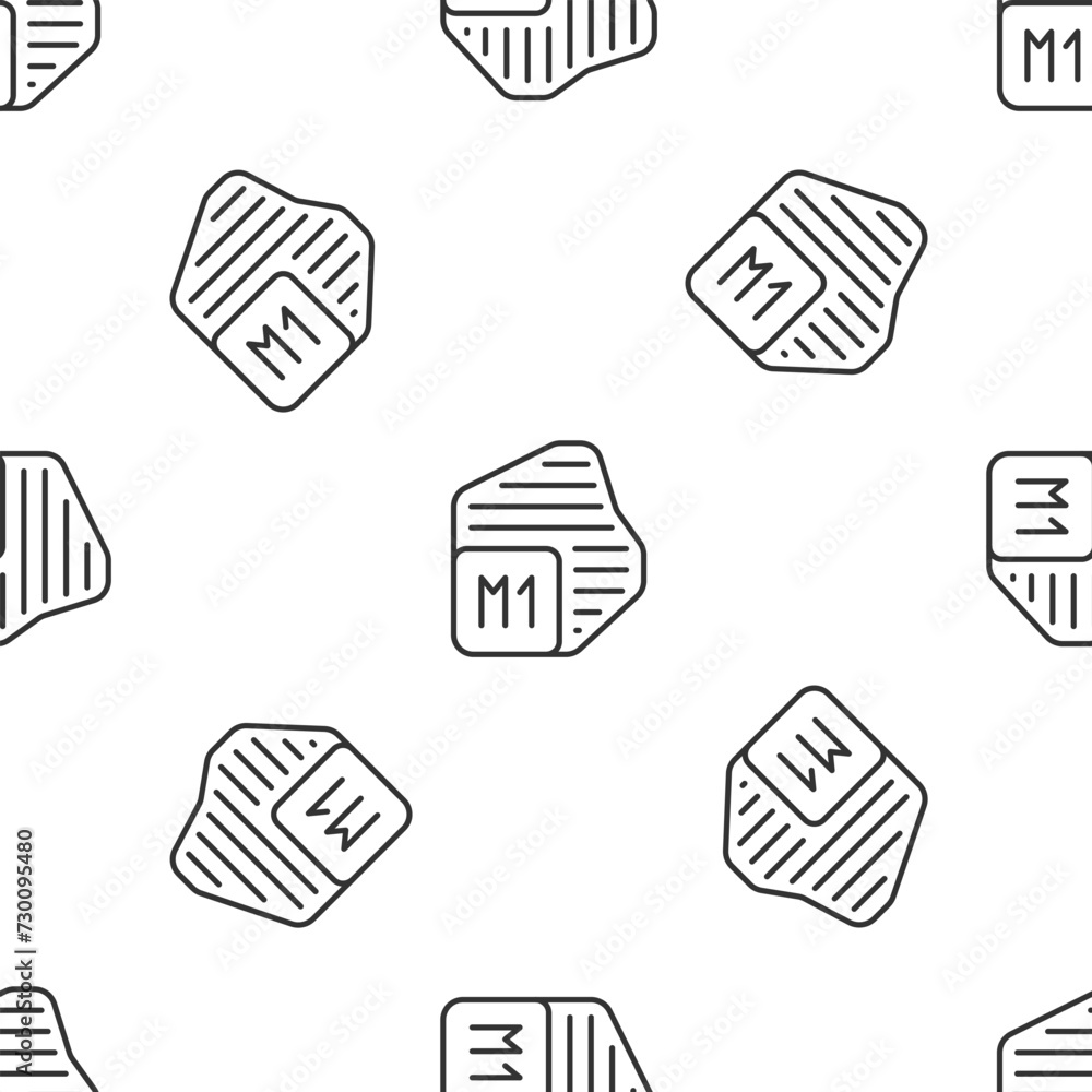 Poster grey line processor icon isolated seamless pattern on white background. cpu, central processing unit
