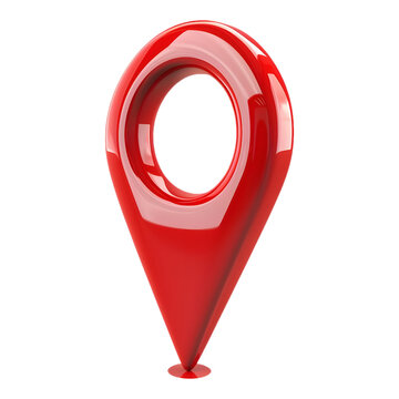 3D Rendering of a Red Map Indicator on Transparent Background - Ai Generated