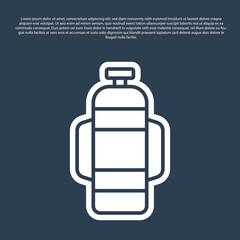 Blue line Aqualung icon isolated on blue background. Oxygen tank for diver. Diving equipment. Extreme sport. Diving underwater equipment. Vector