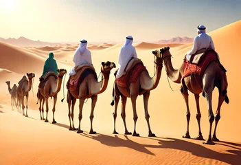 Keuken spatwand met foto camels in the desert © ayesha