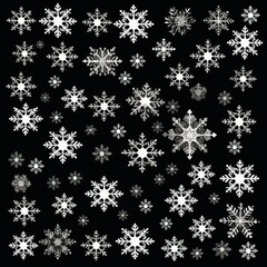Naklejka na ściany i meble Black christmas card with white snowflakes
