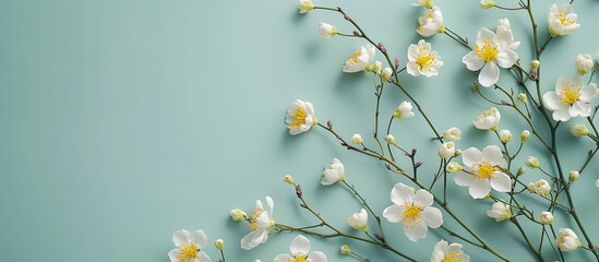 yellow and white flowers on a green surface are cute and beautiful. spring, flora and botany