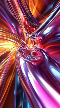 3d abstract bright neon twirls waves vertical background