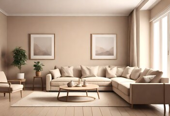 living room interior background is beige.