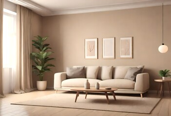 living room interior background is beige.