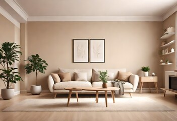 living room interior background is beige.
