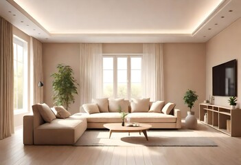 living room interior background is beige.