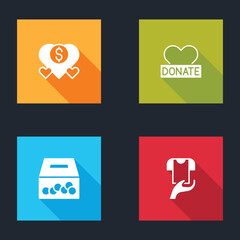 Set Donation and charity, , and Clothes donation icon. Vector