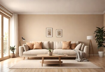 living room interior background is beige.