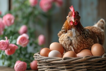 hen, hatching the egg, eggs at the farm, chicken and eggs