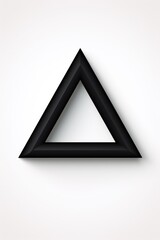 Black triangle isolated on white background top view flat lay