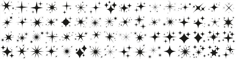 Twinkling stars. Sparkle star icons. Blink glitter and glowing icon. Stars sparkles vector - obrazy, fototapety, plakaty