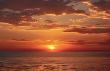 Naklejka na ściany i meble Sunrise or Sunset on the beach for backgrounds. Sea background in the sunset.