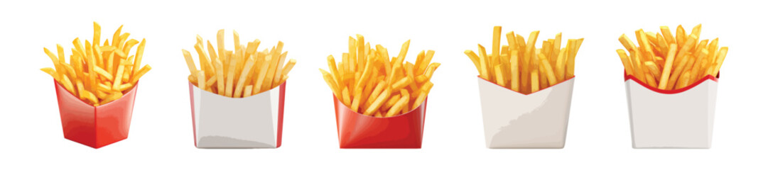 French fries vector set isolated on white background - obrazy, fototapety, plakaty