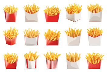 French fries vector set isolated on white background