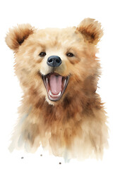 watercolor painting of cute bear smiling. high quality illustration for kid.