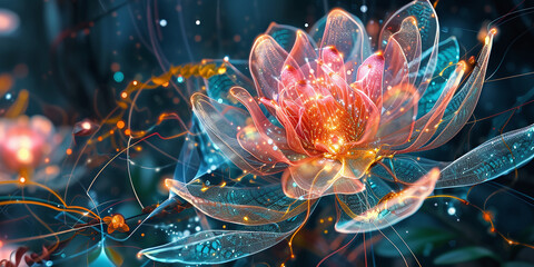 Techno-Flora A futuristic take on flowers, botanical art, a combination of nature and science.