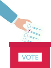 Election ballot vector. The hand holding the voting card of most people in making a choice vector