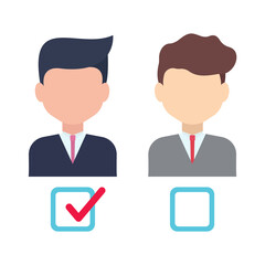 Election ballot vector. The hand holding the voting card of most people in making a choice vector